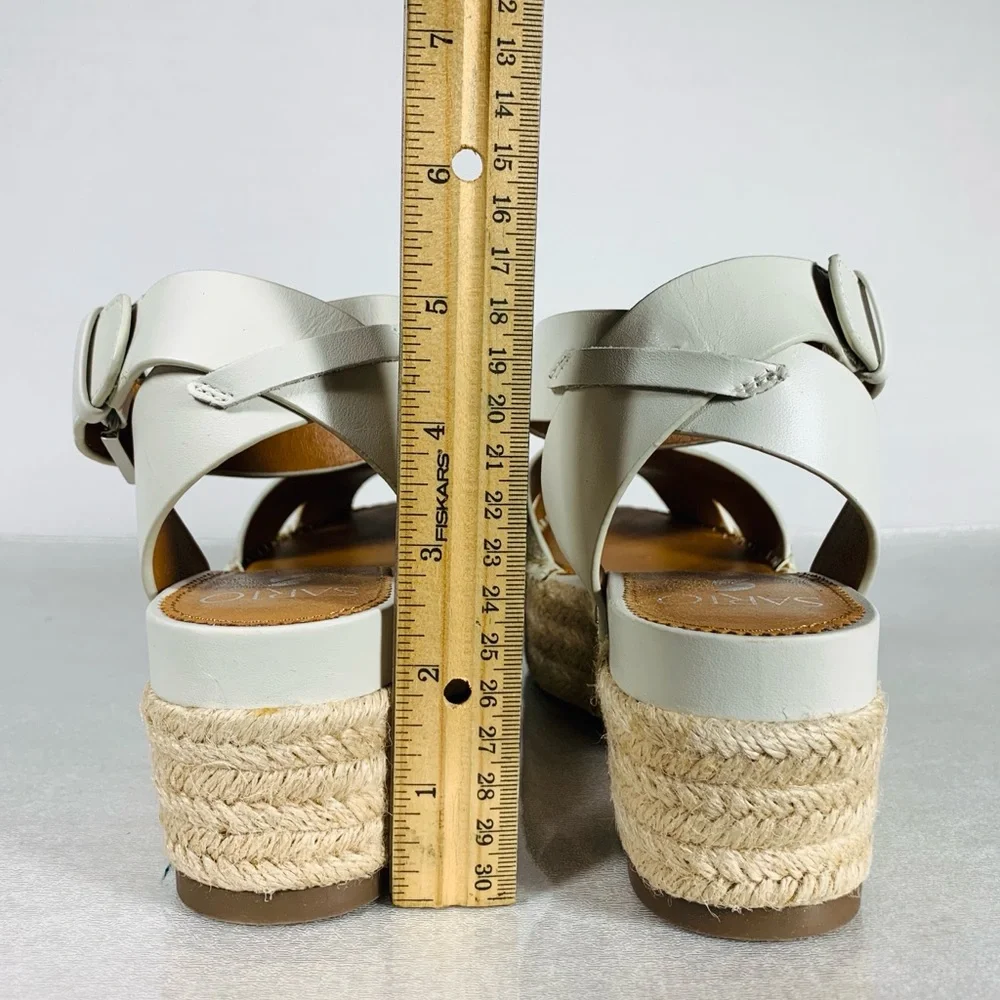 Franco Sarto Women’s Lexie Leather Ankle Strap Platform Woven Sandal Size 6.5M